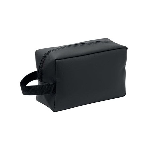 Beauty case in 600D RPET con rivestimento in PU Nero - personalizzabile con logo