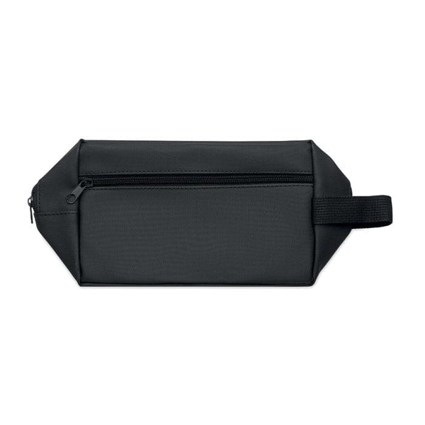 Beauty case in 600D RPET con rivestimento in PU Nero - personalizzabile con logo