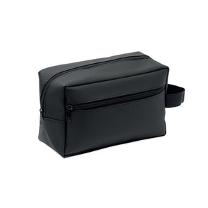 Beauty case in 600D RPET con rivestimento in PU Nero - personalizzabile con logo
