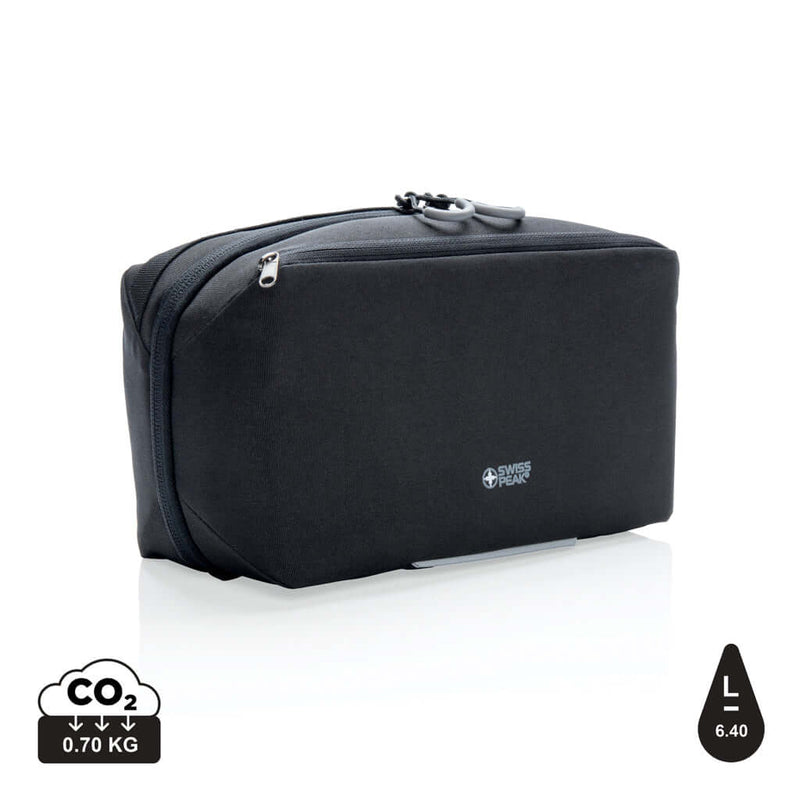 Beauty case Swiss Peak AWARE™ senza PVC nero - personalizzabile con logo