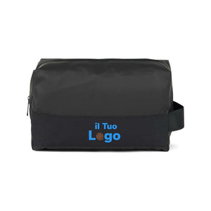 Beauty case VINGA Livorno in poliestere riciclato GRS nero - personalizzabile con logo