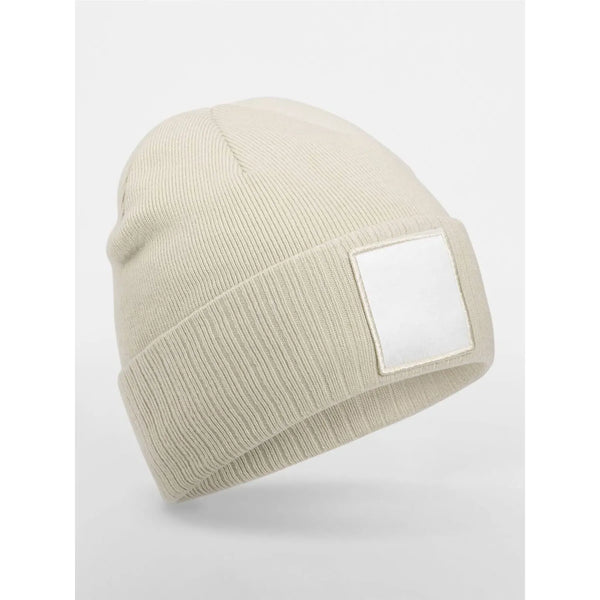 Berretto Appliqué Patch Beanie beige - personalizzabile con logo