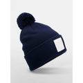 Berretto Appliqué Patch Pom Beanie blu - personalizzabile con logo