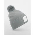 Berretto Appliqué Patch Pom Beanie grigio - personalizzabile con logo