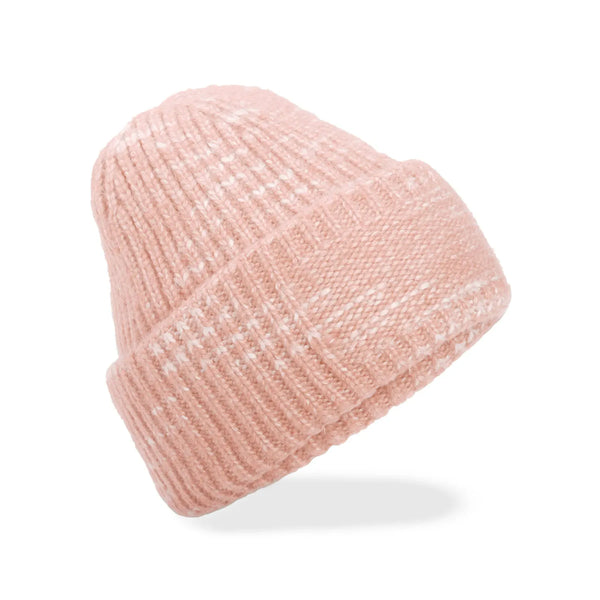 Berretto Chunky Knitted Patch Beanie rosa - personalizzabile con logo