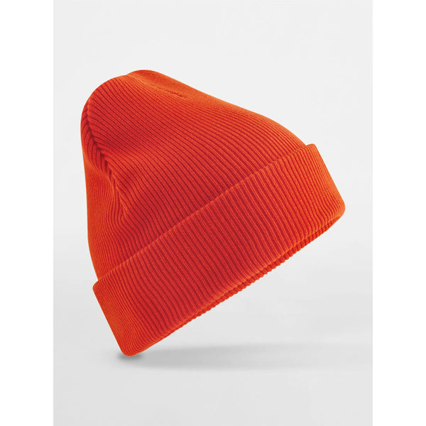 Berretto con risvolto in cotone organico arancione - personalizzabile con logo