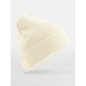 Berretto con risvolto in cotone organico bianco - personalizzabile con logo