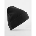 Berretto con risvolto in cotone organico nero - personalizzabile con logo