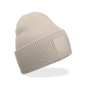 Berretto Deep Cuffed Tonal Patch Beanie natural stone - personalizzabile con logo