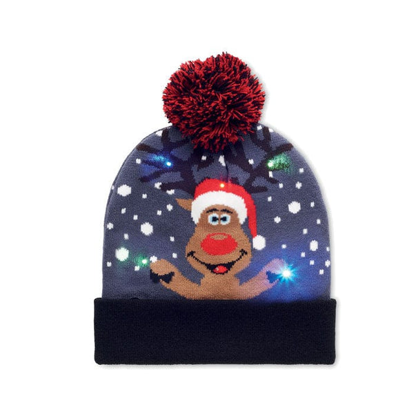 Berretto di Natale con LED Blu - personalizzabile con logo