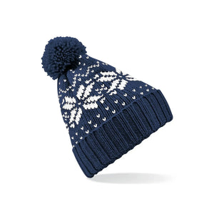 Berretto Fair Isle Snowstar Beanie blu - personalizzabile con logo