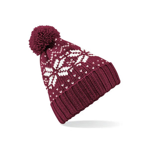 Berretto Fair Isle Snowstar Beanie bordeaux - personalizzabile con logo