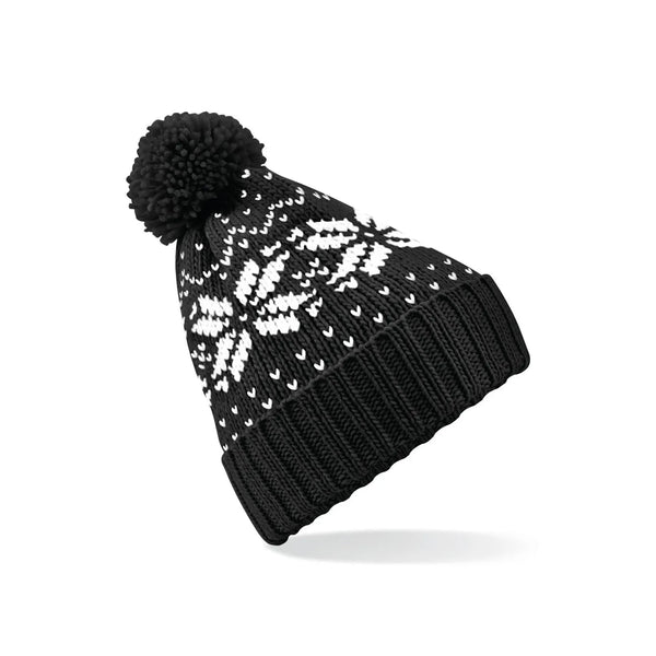 Berretto Fair Isle Snowstar Beanie nero - personalizzabile con logo