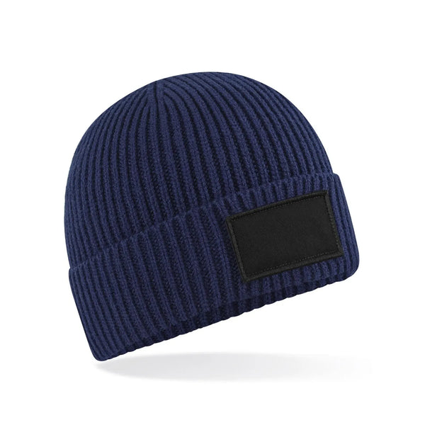 Berretto Fashion Patch Beanie blu - personalizzabile con logo