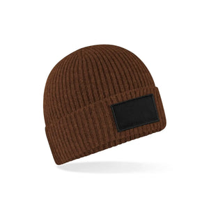 Berretto Fashion Patch Beanie marrone - personalizzabile con logo