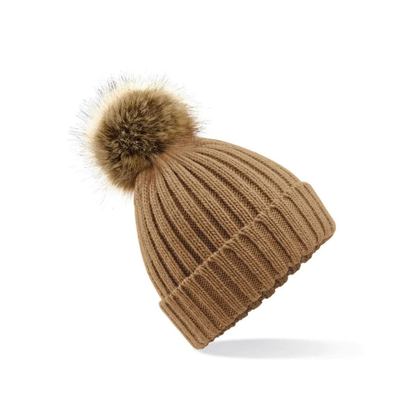 Berretto Fur Pom Pom Chunky Beanie beige - personalizzabile con logo