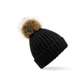 Berretto Fur Pom Pom Chunky Beanie nero - personalizzabile con logo