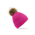 Berretto Fur Pom Pom Chunky Beanie rosa - personalizzabile con logo