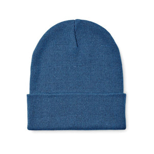 Berretto in maglia con bordino Blu - personalizzabile con logo