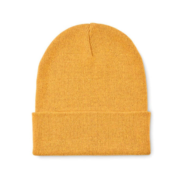 Berretto in maglia con bordino Giallo - personalizzabile con logo