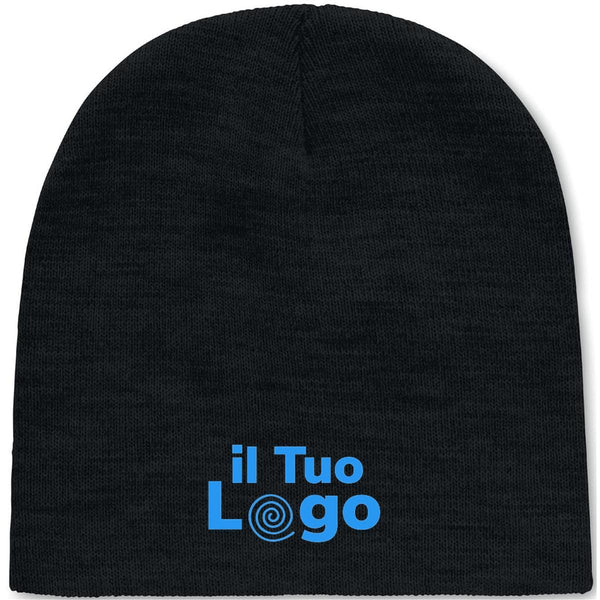 Berretto nero in poliestere RPET - personalizzabile con logo