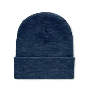 Berretto in RPET con risvolto Blu - personalizzabile con logo