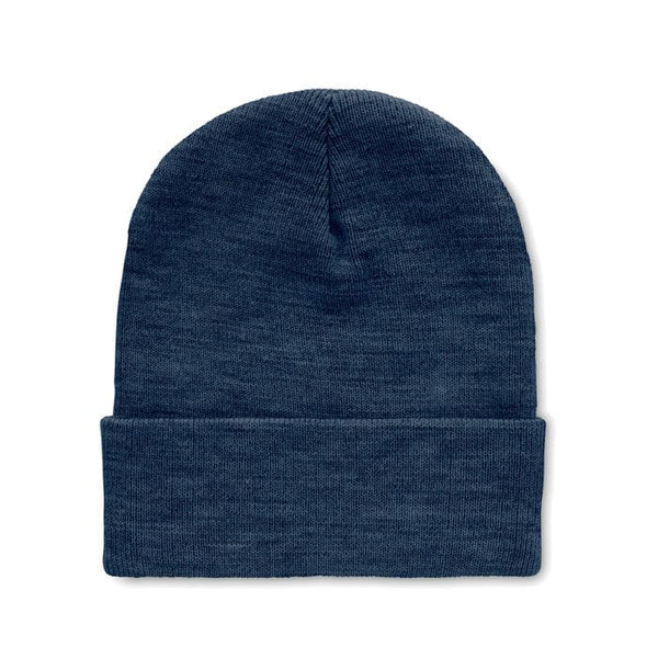 Berretto in RPET con risvolto Blu - personalizzabile con logo