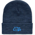 Berretto blu in RPET con risvolto - personalizzabile con logo