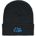 Berretto nero in RPET con risvolto - personalizzabile con logo