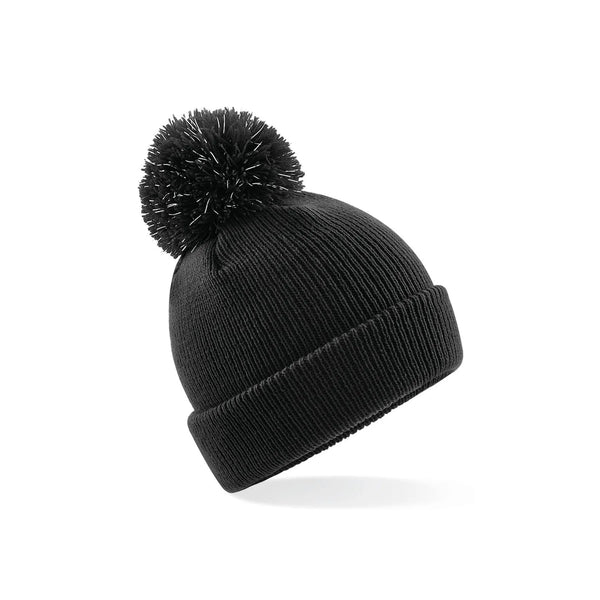 Berretto Junior Reflective Bobble Beanie nero - personalizzabile con logo