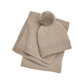 Berretto Knitted Scarf and Beanie Gift Set beige - personalizzabile con logo