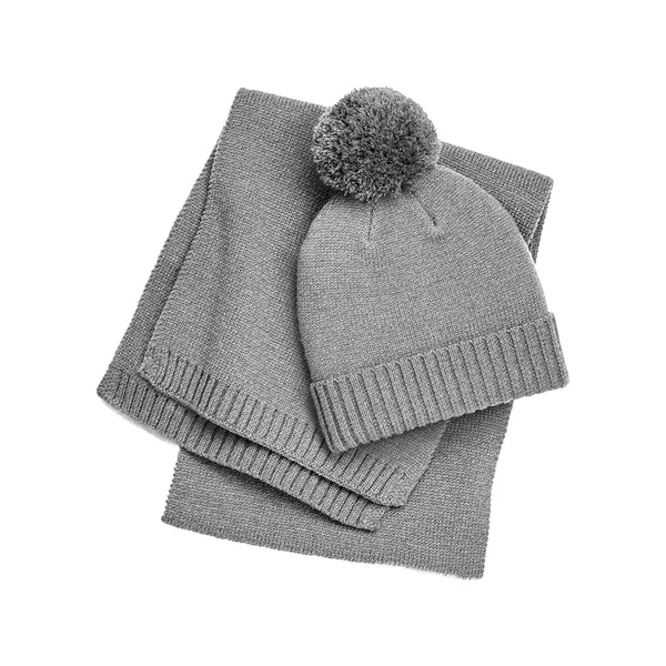 Berretto Knitted Scarf and Beanie Gift Set grigio - personalizzabile con logo