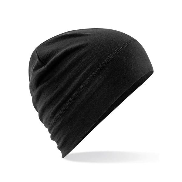 Berretto Merino Beanie nero - personalizzabile con logo