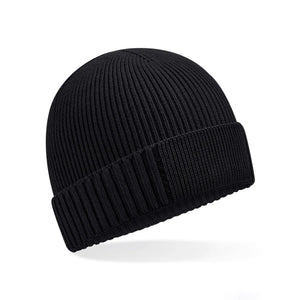 Berretto Organic Cotton Engineered Patch Beanie nero - personalizzabile con logo