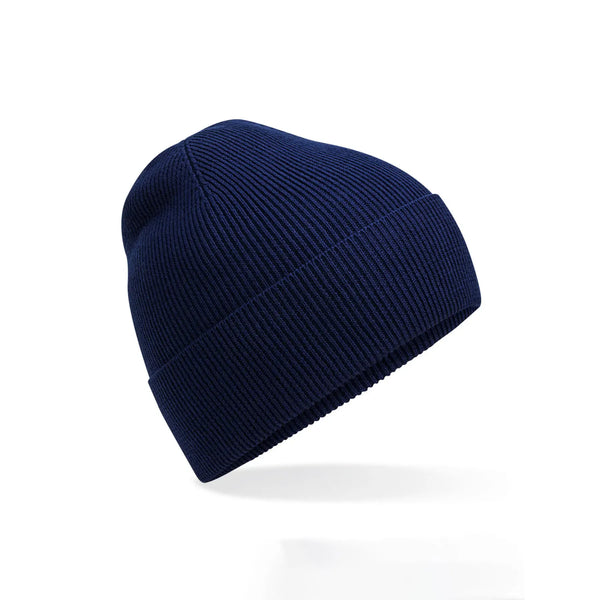 Berretto Organic Cotton Fine Knit Beanie blu - personalizzabile con logo