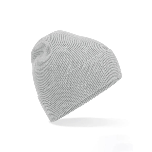 Berretto Organic Cotton Fine Knit Beanie grigio - personalizzabile con logo