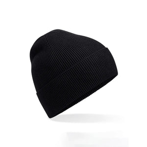 Berretto Organic Cotton Fine Knit Beanie nero - personalizzabile con logo