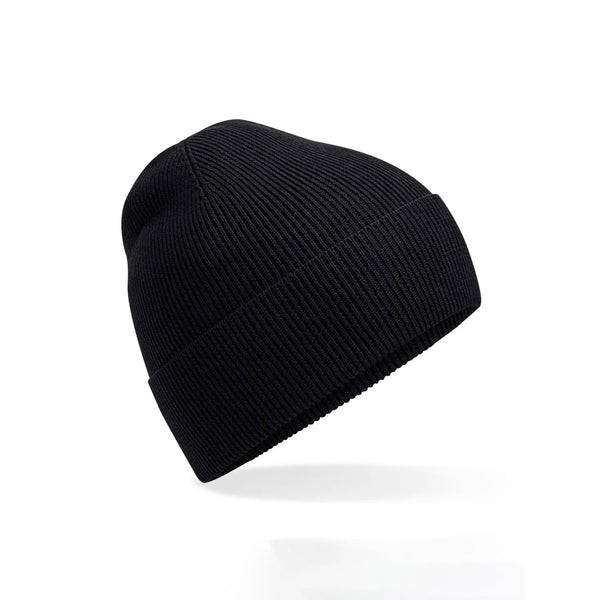 Berretto Organic Cotton Fine Knit Beanie nero - personalizzabile con logo