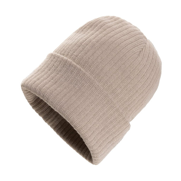 Berretto Polylana® Pryor AWARE™ con risvolto beige - personalizzabile con logo