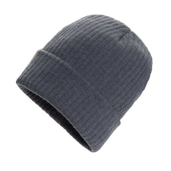 Berretto Polylana® Pryor AWARE™ con risvolto grigio scuro - personalizzabile con logo