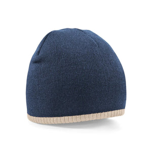 Berretto Two-Tone Pull-On Beanie blu - personalizzabile con logo