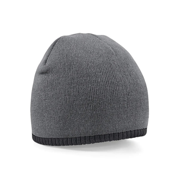Berretto Two-Tone Pull-On Beanie grigio - personalizzabile con logo