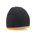 Berretto Two-Tone Pull-On Beanie nero - personalizzabile con logo