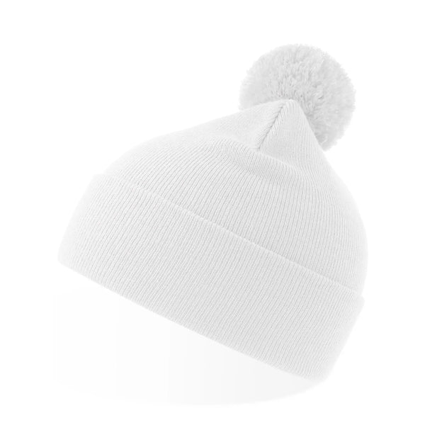 Berretto Wind-S With Pompom bianco - personalizzabile con logo