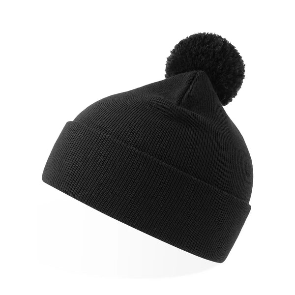 Berretto Wind-S With Pompom nero - personalizzabile con logo