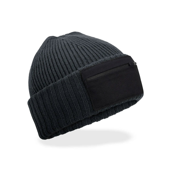 Berretto Zip Patch Beanie grigio - personalizzabile con logo