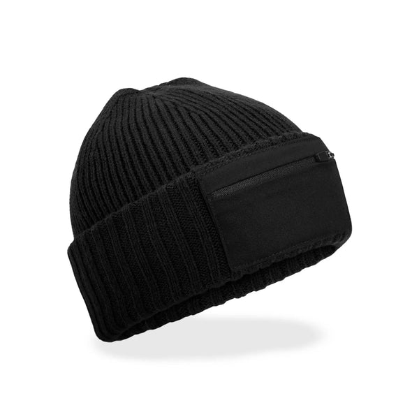 Berretto Zip Patch Beanie nero - personalizzabile con logo