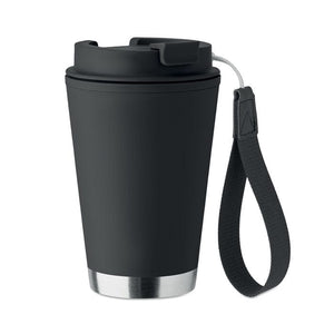 Bicchiere a doppio strato. 300 ml. Nero - personalizzabile con logo