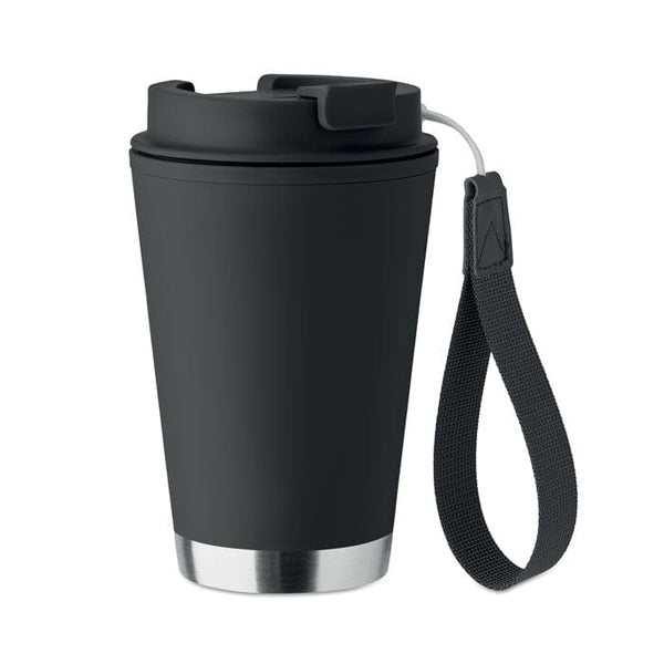 Bicchiere a doppio strato. 300 ml. Nero - personalizzabile con logo