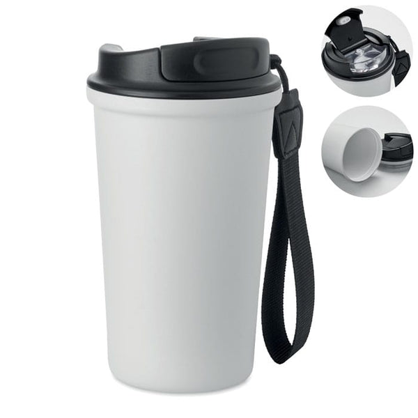 Bicchiere acciaio riciclato Bianco - personalizzabile con logo